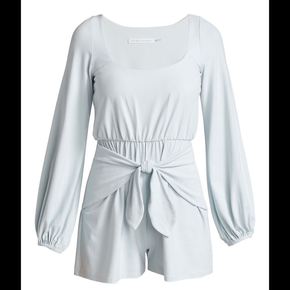 Susana monaco Scoop Neck Tie Front Romper Color is ICE Sz S